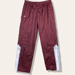 Champion Vintage 90s Maroon High Waisted Windbreaker Ankle Zip Quest Track Pants